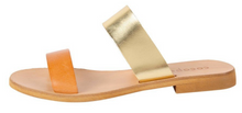 Cocobelle Women's Sandals Leather Slide Italian Sandal Natural / Gold Leather Straps