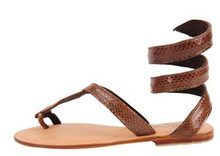 Cocobelle Women's Sandals Snakeskin Leather Ankle Wrap Sandal
