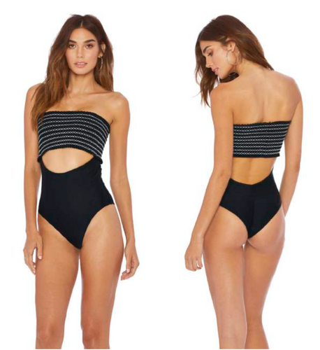 Ellejay Women's Swimwear Saige One Piece Strapless Swimsuit Black Bathing Suit