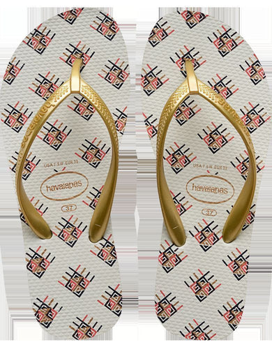 Havaianas Women's Flip Flops High Light II Sandal White / Gold Wedges