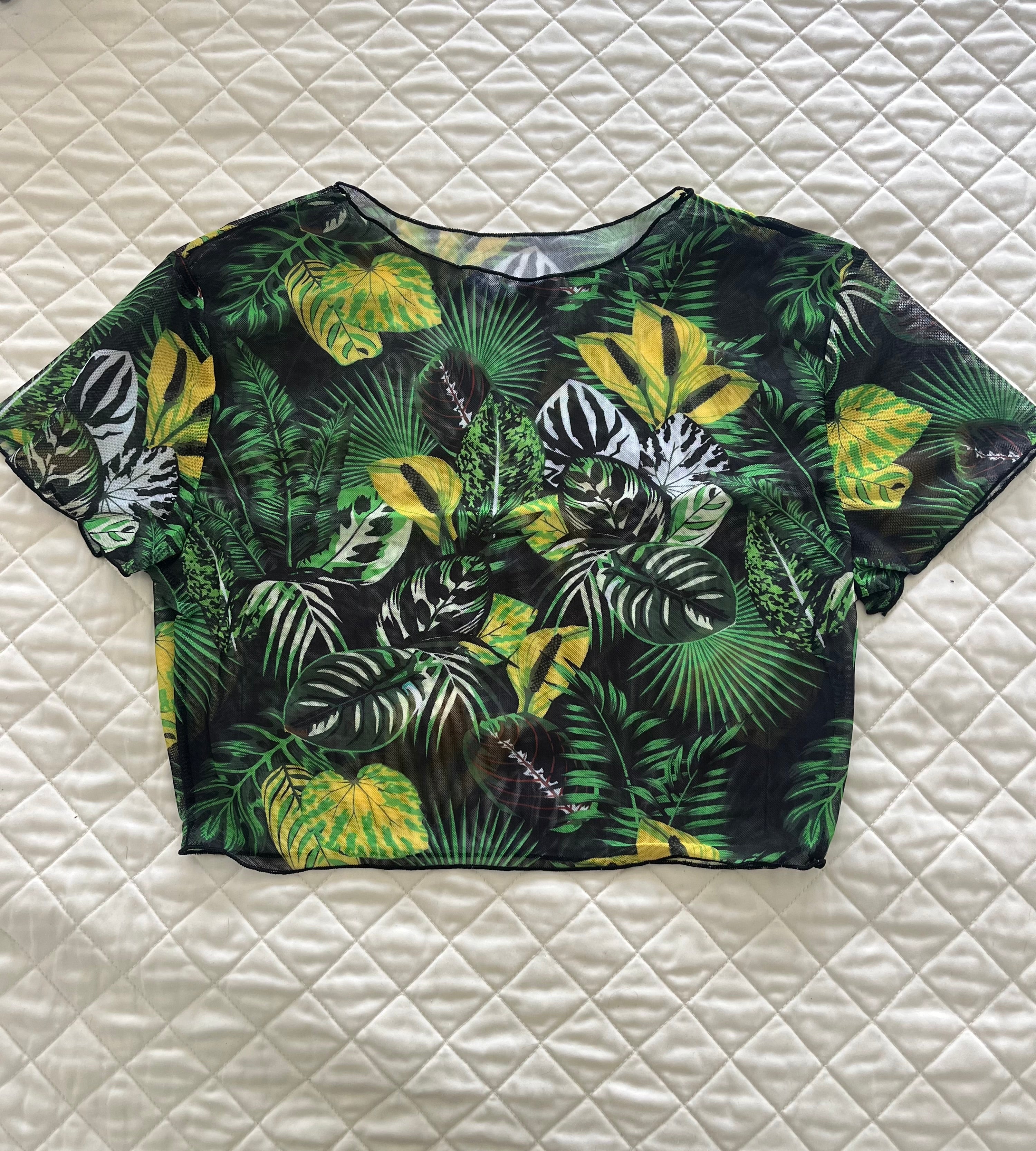 Folhagem Bikini Crop Top Cover Up