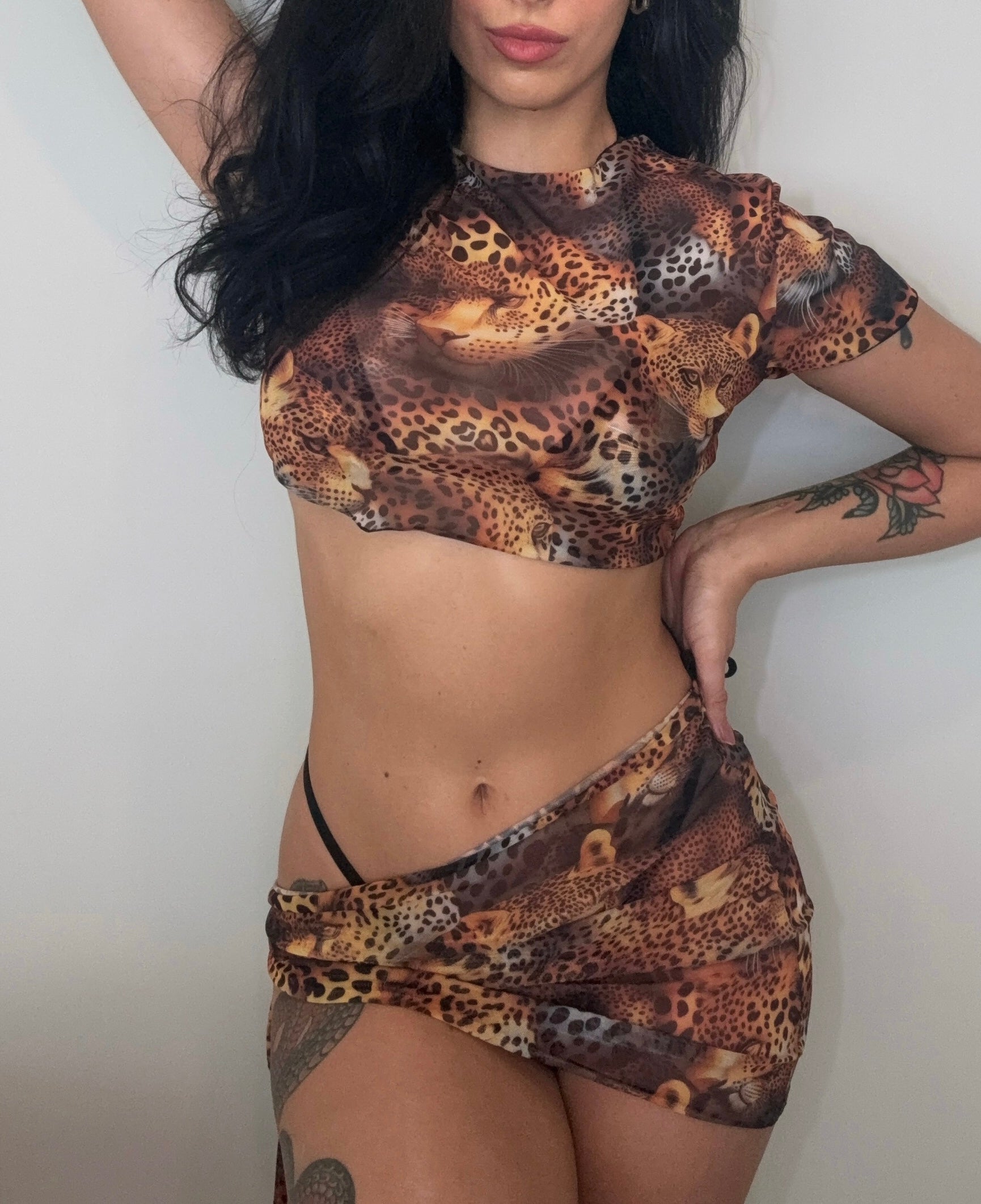 Jaguar Bikini Crop Top Cover Up