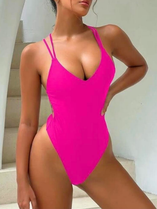OBL Swimwear Backless Hot Pink One Piece Swimsuit