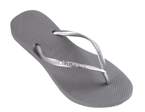 Havaianas Women's Flip Flops Slim Style Sandal Steel Grey with Silver