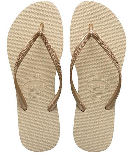 Havaianas Women's Flip Flops Slim Style Sandal Sand Grey Light Golden Straps