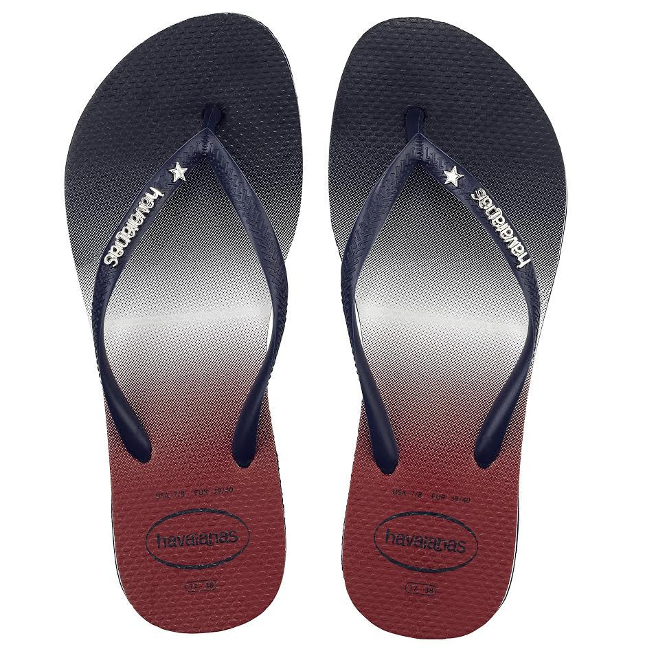 Havaianas Women`s Flip Flops Slim USA Ombre Sandals Navy Blue