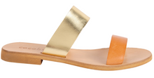 Cocobelle Women`s Sandals Leather Slide Italian Sandal Natural / Gold Leather Straps