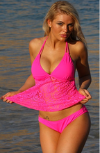 UjENA Women`s Swimwear Festival Open-Back Tankini Hot Pink Swimsuit N223