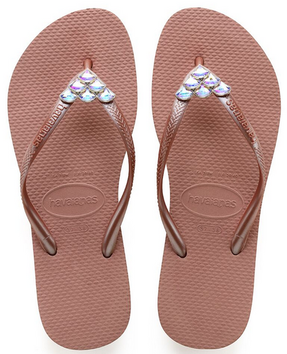 Havaianas Women's Flip Flops Slim Mermaid Sandal Crocus Rose Swarovski Crystal