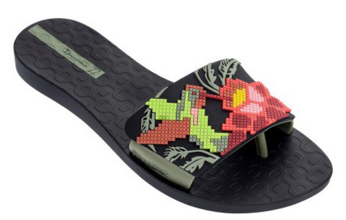 Ipanema Women's Flip Flops Nectar Sandal Black Green Slide Thong Sandals