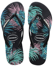 Havaianas Women`s Flip Flops Slim Tropical Floral Sandals Black / Pink