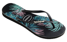 Havaianas Women's Flip Flops Slim Tropical Floral Sandals Black / Pink