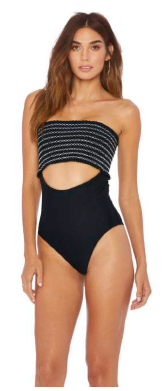 Ellejay Women`s Swimwear Saige One Piece Strapless Swimsuit Black Bathing Suit
