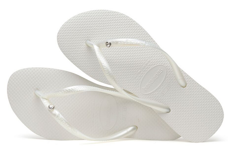 Havaianas Women's Flip Flops Slim Crystal Glamour SW Sandals White