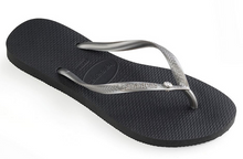 Havaianas Women's Flip Flops Slim Crystal Glamour Sandals Black Silver