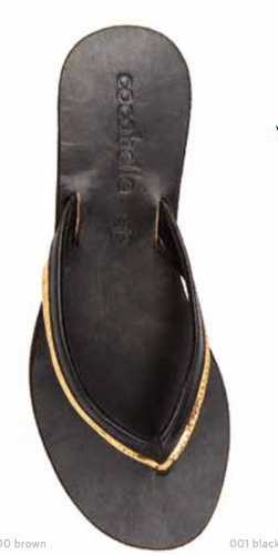 Cocobelle Women's Sandals Ali Sandal Black and Gold Leather Thong Sandals