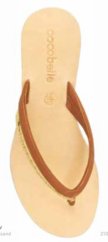 Cocobelle Women's Sandals Ali Sandal Brown and Gold Leather Thong Sandals