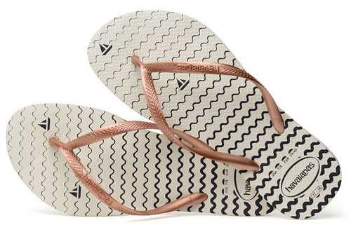 Havaianas Women's Flip Flops Slim Oceano Sandals White Nautical Sandal