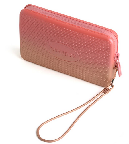 Havaianas Beach Mini Bag Water Resistant purse / phone case Gold Blush Pink