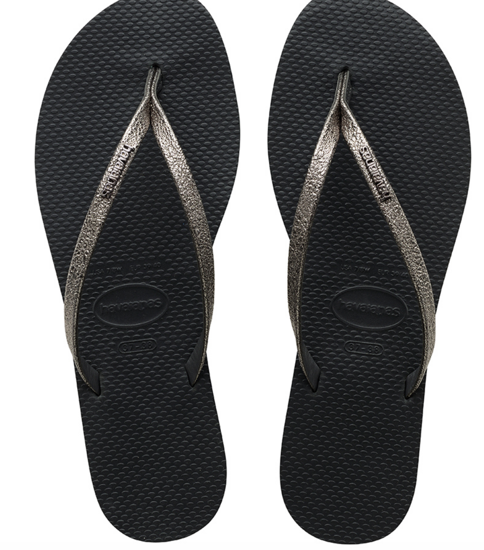 Havaianas Women`s Flip Flops You Shine Sandals New Graphite Glitter Sandal