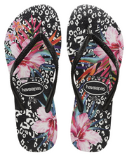Havaianas Women's Flip Flops Slim Animal Floral Sandals Black