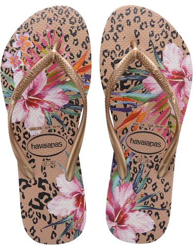 Havaianas Women's Flip Flops Slim Animal Floral Sandals Crocus Rose