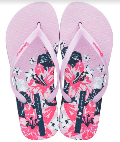 Ipanema Women's Flip Flops I Love Sun Sandals Lilac Pink Floral Sandal