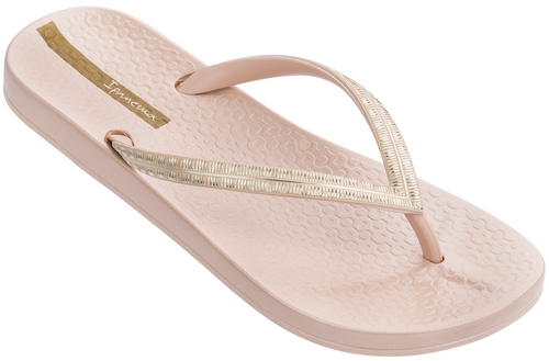 Ipanema Women's Flip Flops Ana Metallic IV Sandal Beige Gold Brazilian Sandals