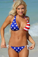 UjENA Women`s Swimwear USA Flag Side Tie Bikini Bathing Suit Z262