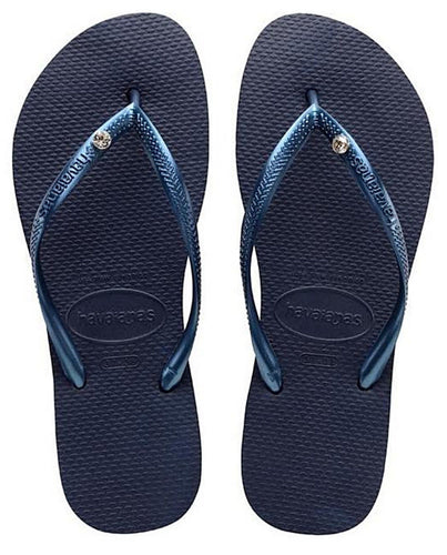 Havaianas Women`s Flip Flops Slim Crystal Glamour SW Sandals Navy Blue
